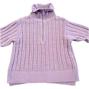 Aerie Chunky knit Lavender Half-Zip Turtleneck Sweater Sz M Oversized flirty EUC